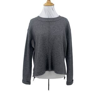 Zara Knit Sweater Womens M Medium Gray Split Seams High Low Cropped Pullover